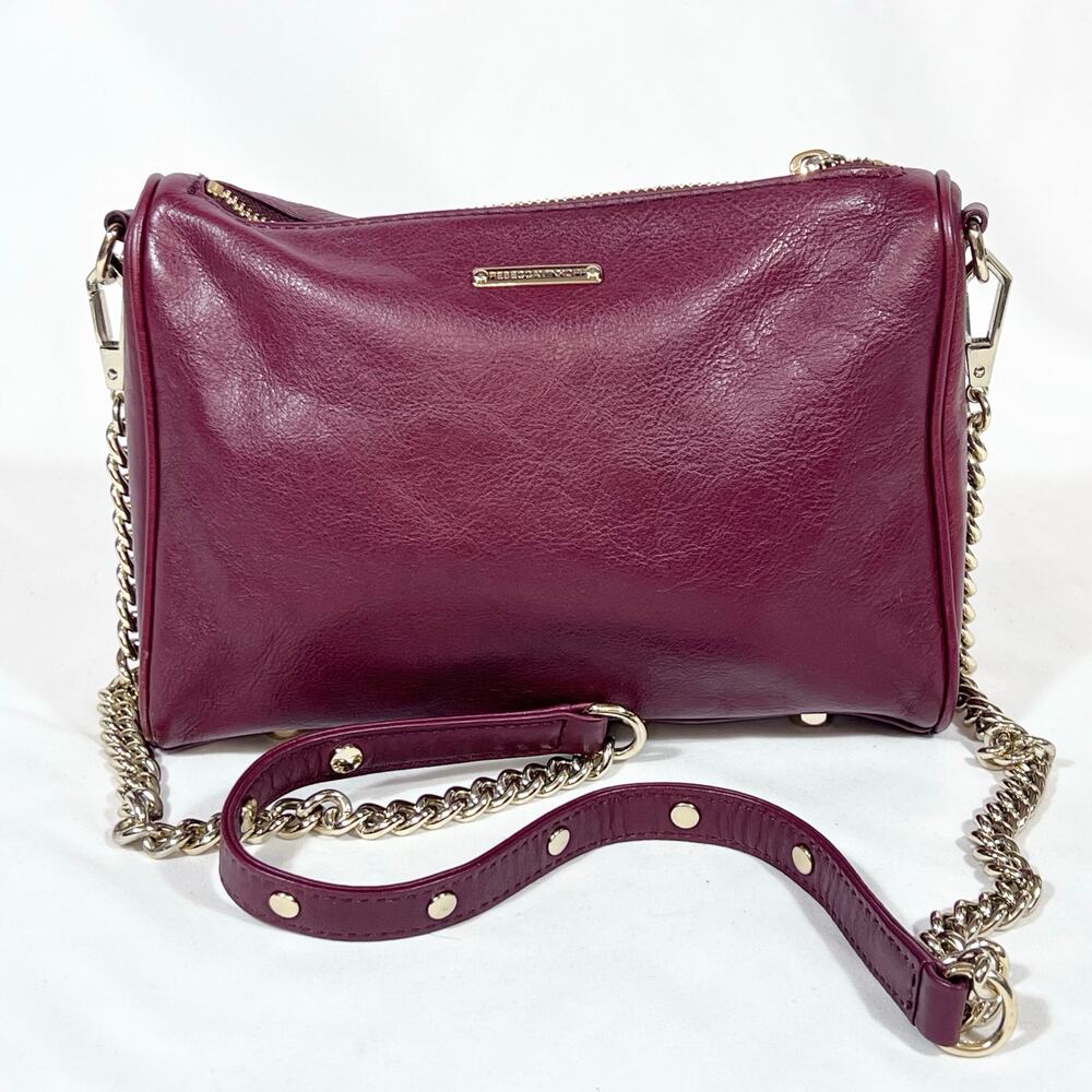 Rebecca Minkoff Plum Leather Shoulder Bag with Gold Chain